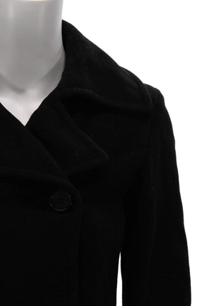 Marc New York Women Black Pea Coat 70% Virgin Wool Button Size 2