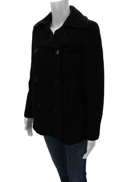 Marc New York Women Black Pea Coat 70% Virgin Wool Button Size 2
