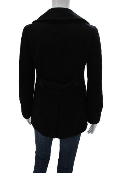 Marc New York Women Black Pea Coat 70% Virgin Wool Button Size 2