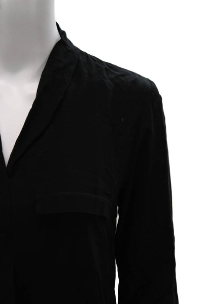 Zara Woman Women Black V-Neck Viscose Long Sleeve Basic Blouse Pullover Size XS