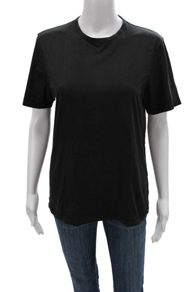 Theory Womens Basic Black Crew Neck Short Sleeve Pima Cotton T-Shirt Size S