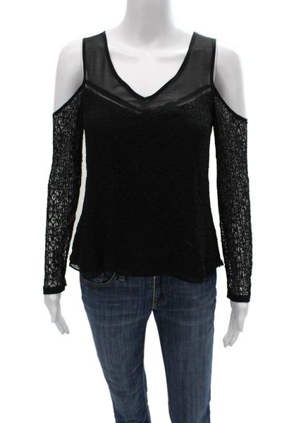 1st Sight Women Black V-Neck Long Sleeve Blouse Size XS