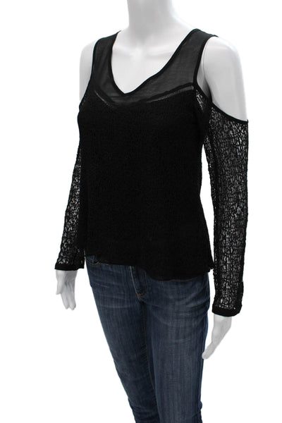 1st Sight Women Black V-Neck Long Sleeve Blouse Size XS