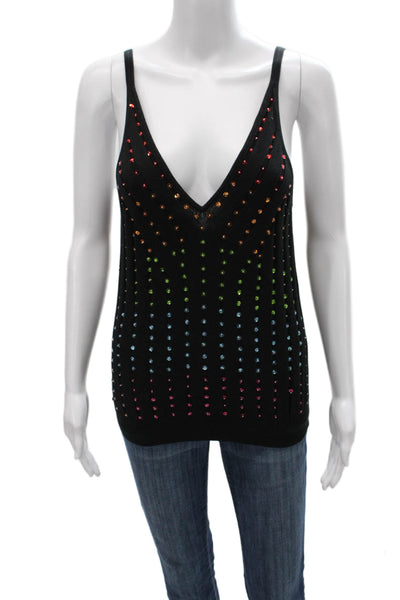 Caroline Constas Womens Black Wool V Neck Sleeveless Basic Tank Size S