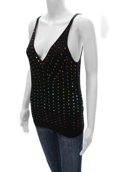 Caroline Constas Womens Black Wool V Neck Sleeveless Basic Tank Size S