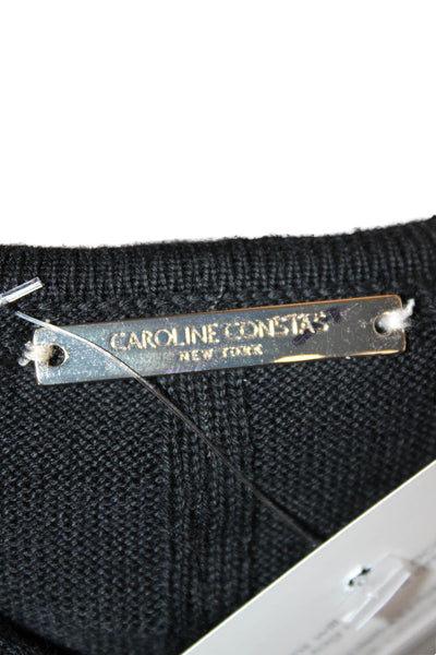Caroline Constas Womens Black Wool V Neck Sleeveless Basic Tank Size S