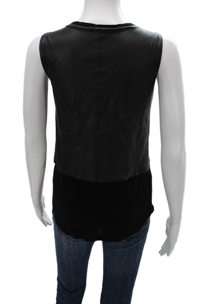 Generation Love Womens Basic Linen Sleeveless Round Neck Tank Black Size XS