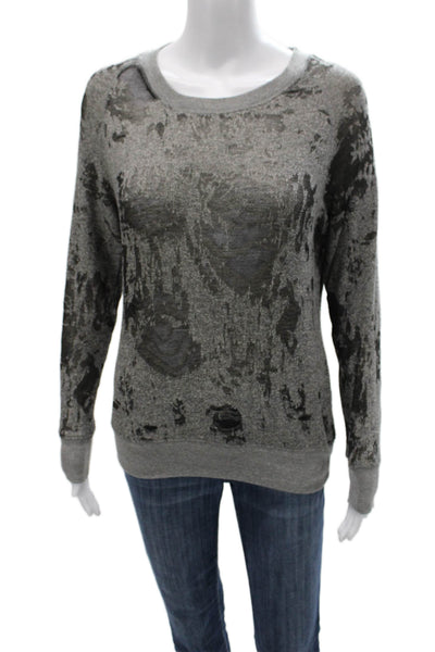 IRO Jeans Women Pullover Gray Spotted Cotton Crew Neck Long Sleeve Size XS