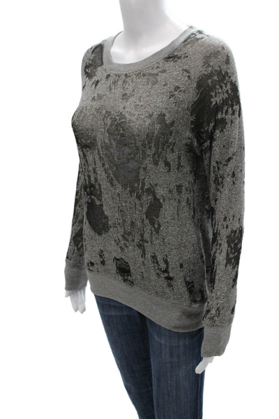 IRO Jeans Women Pullover Gray Spotted Cotton Crew Neck Long Sleeve Size XS