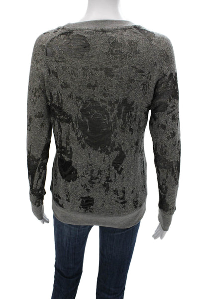 IRO Jeans Women Pullover Gray Spotted Cotton Crew Neck Long Sleeve Size XS