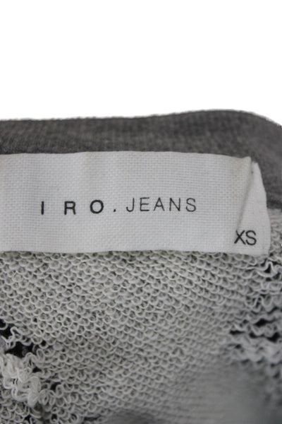 IRO Jeans Women Pullover Gray Spotted Cotton Crew Neck Long Sleeve Size XS