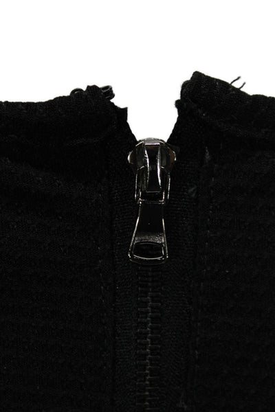 Gracia Womens Black Sleeveless Blouse Round Neck Zip Polyester Size S