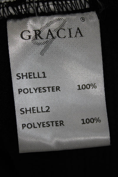 Gracia Womens Black Sleeveless Blouse Round Neck Zip Polyester Size S