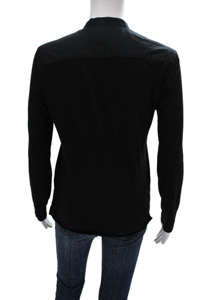 The Kooples Women Basic Button-Up Black Collared Long Sleeve Cotton Top Size XS