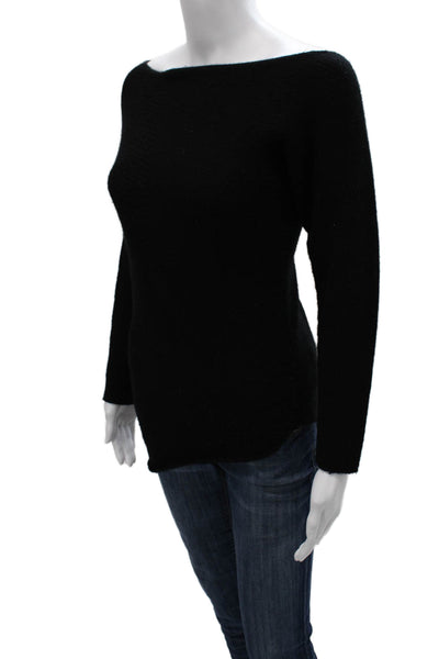 Theory Womens Black Cashmere Boat Neck Pullover Long Sleeve Size PP