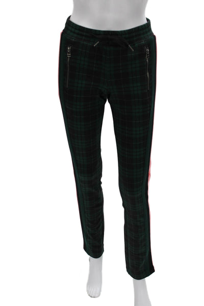 Pam & Gela Womens Jogger Pants Green Plaid Drawstring Polyester Size PP