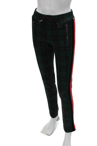 Pam & Gela Womens Jogger Pants Green Plaid Drawstring Polyester Size PP