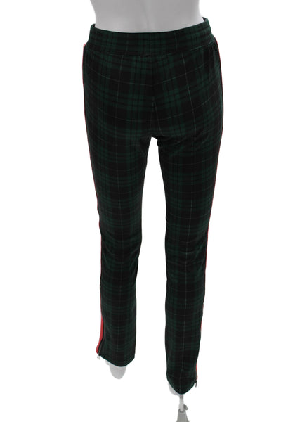 Pam & Gela Womens Jogger Pants Green Plaid Drawstring Polyester Size PP