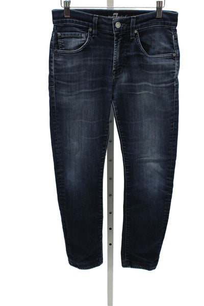 7 For All Mankind Unisex Skinny Jeans Blue Mid Rise 27in Size 28