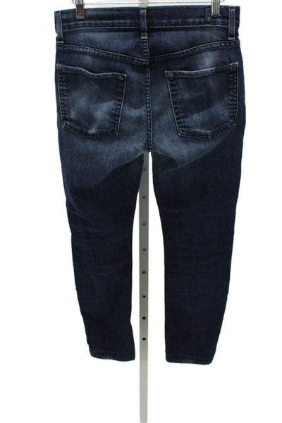 7 For All Mankind Unisex Skinny Jeans Blue Mid Rise 27in Size 28