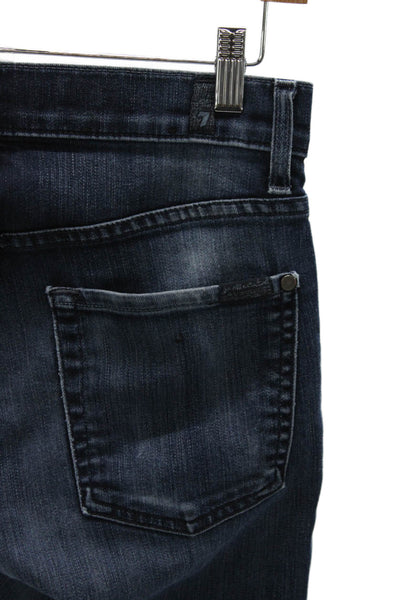 7 For All Mankind Unisex Skinny Jeans Blue Mid Rise 27in Size 28