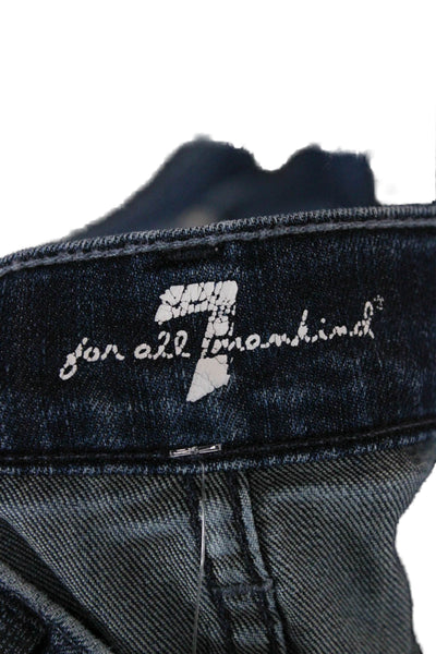7 For All Mankind Unisex Skinny Jeans Blue Mid Rise 27in Size 28