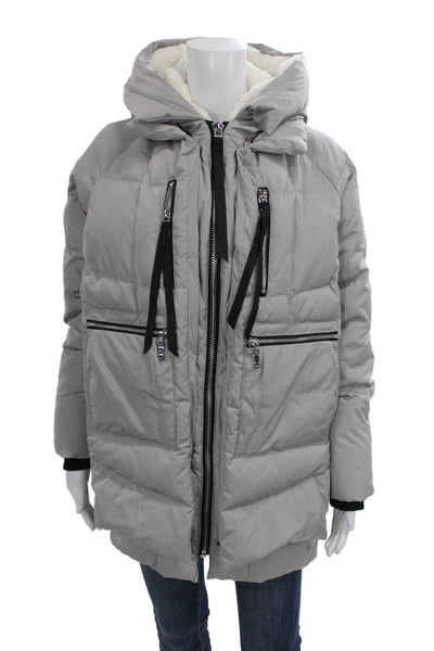 Orolay Women Puffer Jacket Gray Zip Polyester Long Sleeve Winter Size S