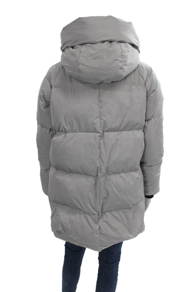 Orolay Women Puffer Jacket Gray Zip Polyester Long Sleeve Winter Size S