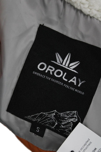 Orolay Women Puffer Jacket Gray Zip Polyester Long Sleeve Winter Size S