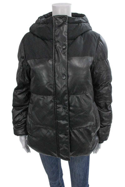 Champion Womens Puffer Jacket Black Polyurethane Long Sleeve Size M