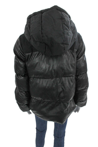 Champion Womens Puffer Jacket Black Polyurethane Long Sleeve Size M