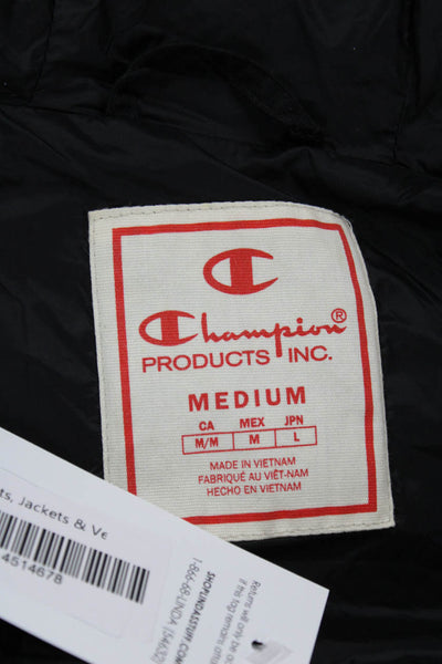 Champion Womens Puffer Jacket Black Polyurethane Long Sleeve Size M