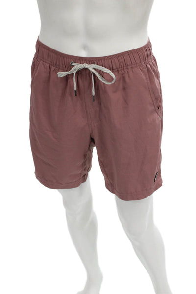 Vuori Mens Athletic Pink Polyester Drawstring Solid Shorts Size S