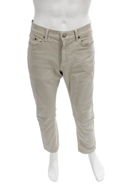 Mott and Bow Mens Slim Jeans Beige Low Rise Cotton Button Size 32