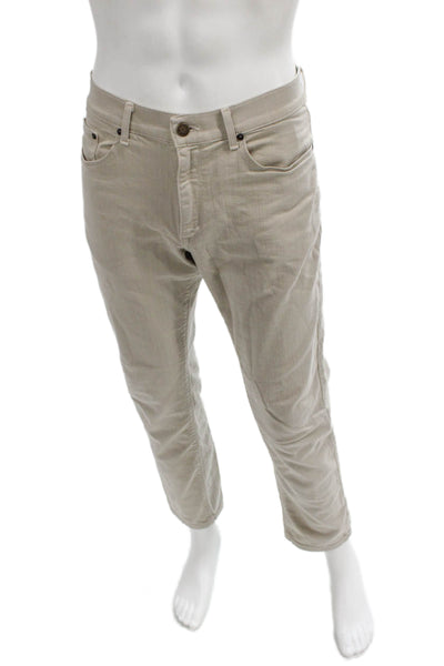 Mott and Bow Mens Slim Jeans Beige Low Rise Cotton Button Size 32