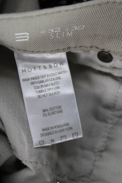 Mott and Bow Mens Slim Jeans Beige Low Rise Cotton Button Size 32
