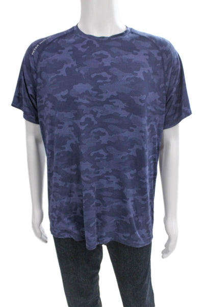 Peter Millar Mens Pullover Camouflage Crew Neck Blue Short Sleeve Size M