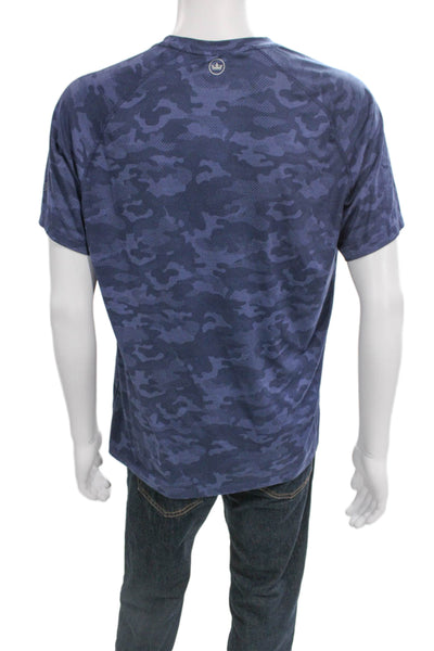 Peter Millar Mens Pullover Camouflage Crew Neck Blue Short Sleeve Size M