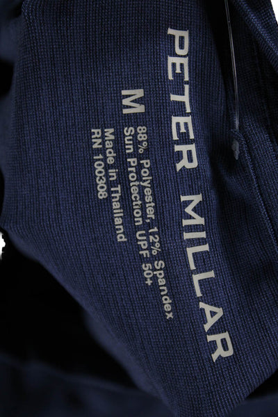 Peter Millar Mens Pullover Camouflage Crew Neck Blue Short Sleeve Size M