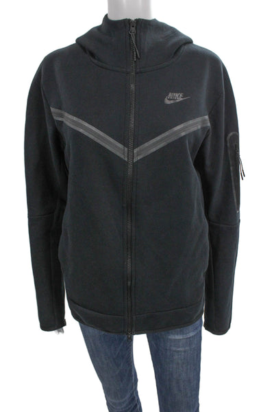 Nike Mens Full Zip Hoodie Black Cotton Size S