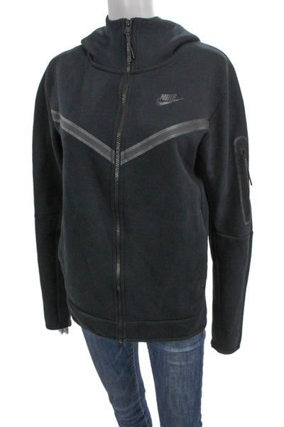 Nike Mens Full Zip Hoodie Black Cotton Size S
