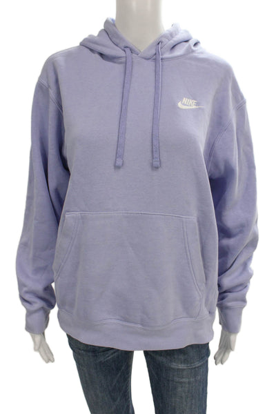 Nike Womens Pullover Hoodie Purple Cotton Crew Neck Long Sleeve Size S