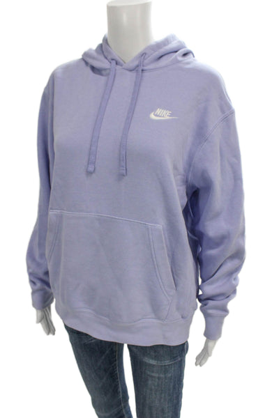 Nike Womens Pullover Hoodie Purple Cotton Crew Neck Long Sleeve Size S