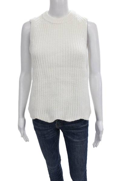 J Crew Womens Cotton Crew Neck Sleeveless Vest White Size XS