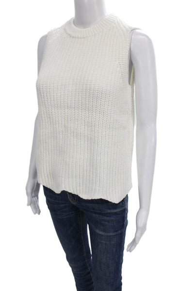 J Crew Womens Cotton Crew Neck Sleeveless Vest White Size XS