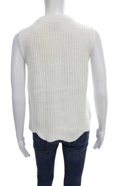 J Crew Womens Cotton Crew Neck Sleeveless Vest White Size XS