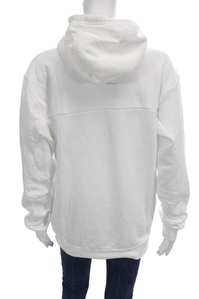 Adidas Womens White Cowl Neck Pullover Hoodie Cotton Long Sleeve Size L