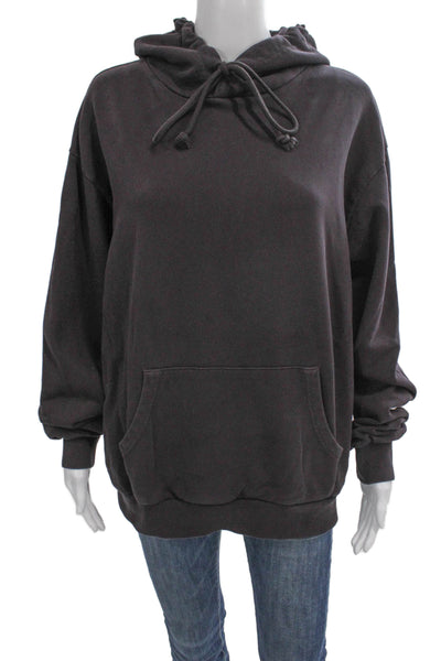 Skims Unisex Gray Cotton Pullover Hoodie Crew Neck Long Sleeve Size M