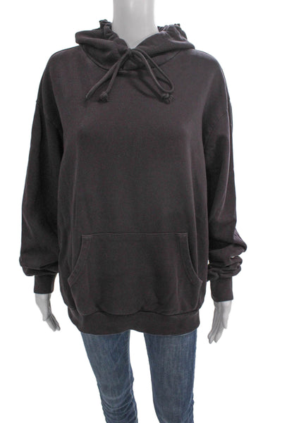 Skims Unisex Gray Cotton Pullover Hoodie Crew Neck Long Sleeve Size M
