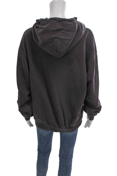 Skims Unisex Gray Cotton Pullover Hoodie Crew Neck Long Sleeve Size M